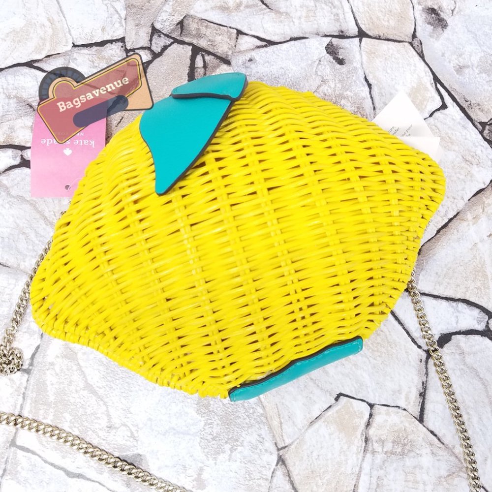 Lemon Crossbody Picnic Perfect Yellow Green Stem Chain  Kate Spade - Picture 4 of 10